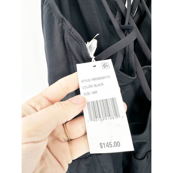 Bleu Rod Beattie Plus Size Don't Mesh With Me Cross Back Swim Dress 18W NEW - Picture 9 of 10